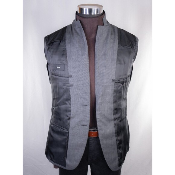 Sene Men's Sport Coat Jacket Blazer WOOL 2-Button Sz 38R Textured Gray SLIM EUC - Picture 9 of 13